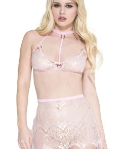 Lingerie Sets Music Legs High Strap Lace Bra Top And Skirt