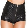 Wetlook Clothing Music Legs High Waist Zip Up Wetlook Shorts