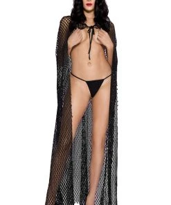 Ladies Fetish Clothing Music Legs Fishnet Hooded Cape
