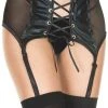 Ladies Fetish Clothing Music Legs Ribbon Lace Up Wet Look Suspender Belt
