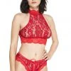 Lingerie Sets Music Legs Red Lace Top Set