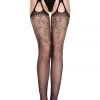 Music Legs Lace Pattern Fishnet Suspender Pantyhose Stockings And Holdups