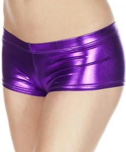 Music Legs Metallic Mini Shorts Purple