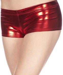 Music Legs Metallic Mini Shorts Red