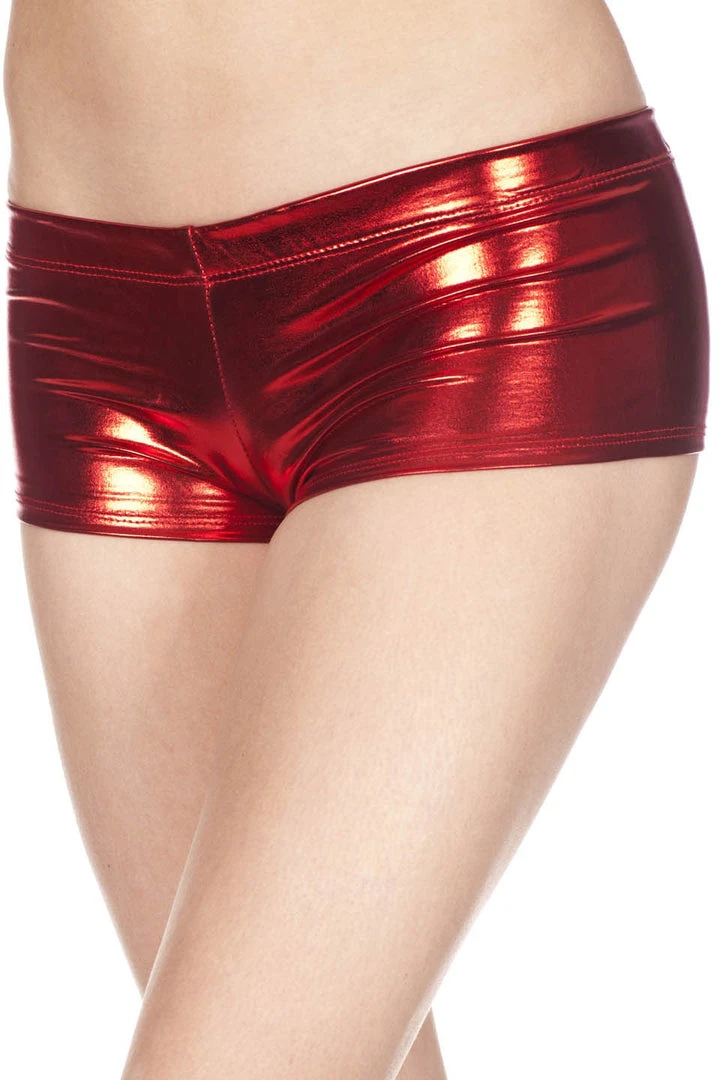 Music Legs Metallic Mini Shorts Red 3 Music Legs Metallic Mini Shorts Red