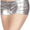 Music Legs Metallic Mini Shorts Silver Wetlook Clothing
