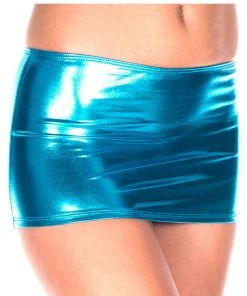 Wetlook Clothing Music Legs Metallic Mini Skirt Blue
