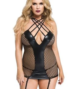 Ladies Fetish Clothing Music Legs Plus Size Fishnet Wetlook Mini