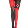 Music Legs Black Red Harlequin Tights