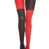 Music Legs Red Black Harlequin Tights