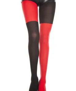 Music Legs Red Black Harlequin Tights