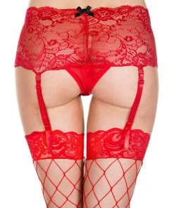 Panties And Bras Music Legs Red Shorts With Garters