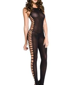 Music Legs Ribbed Cut-Out Bodystocking
