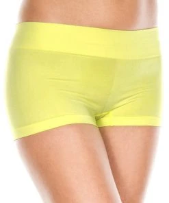 Music Legs Stretched Booty Shorts Neon Yellow All Ladies Clothing