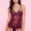 Music Legs Underwire Lace Camisole Burgundy Bodystockings
