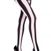 Music Legs Black White Vertical Striped Tights