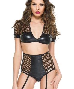 Music Legs Wetlook Fishnet Set
