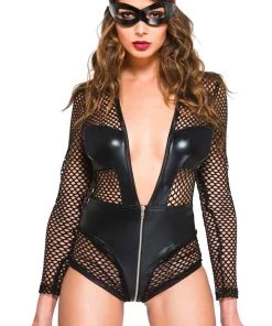 Ladies Fetish Clothing Music Legs Fishnet Wetlook V Shaped Teddy