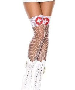 Music Legs White Cross Holdups