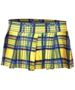 Music Legs Mini Yellow Plaid Skirt