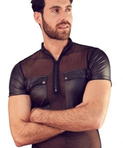 Mens Fetish Clothing NEK Wetlook And Mesh Top