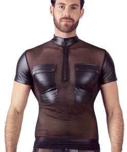 Mens Fetish Clothing NEK Wetlook And Mesh Top