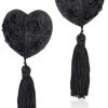 Angel Clothing Pasties And Harnesses Black Rose Heart Nipple Tassels