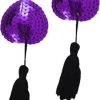 Angel Clothing Purple Sequin Heart Nipple Tassels Pasties And Harnesses