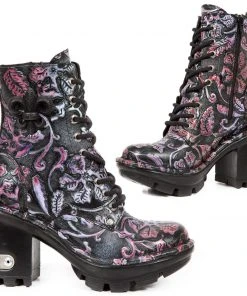 New Rock Boots New Rock Embossed Vintage Flower Boots Gothic Boots