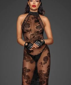 Noir Handmade Midi Tulle Dress Ladies Fetish Clothing