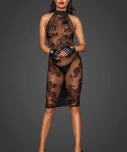 Noir Handmade Midi Tulle Dress Ladies Fetish Clothing