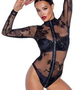 Noir Handmade Powernet Body Ladies Fetish Clothing