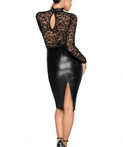 Ladies Fetish Clothing Noir Handmade Powerwetlook Dress