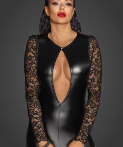 Ladies Fetish Clothing Noir Handmade Short Powerwetlook Dress