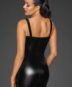 Noir Handmade Powerwetlook Mini-Dress Ladies Fetish Clothing