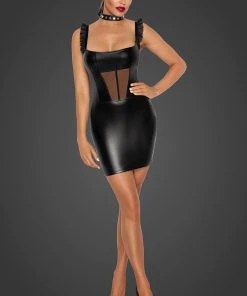 Ladies Fetish Clothing Noir Handmade Short Powerwetlook Dress