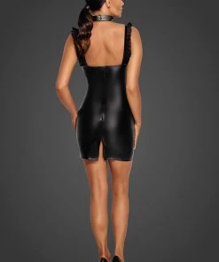 Ladies Fetish Clothing Noir Handmade Short Powerwetlook Dress