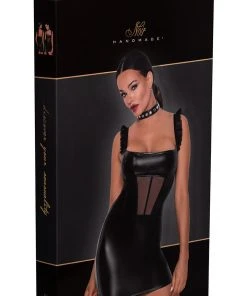 Ladies Fetish Clothing Noir Handmade Short Powerwetlook Dress