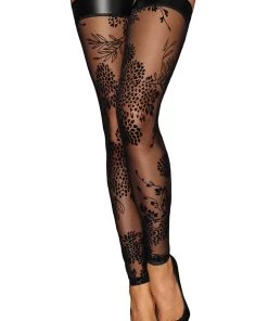 Noir Handmade Tulle Powerwetlook Flock Stockings