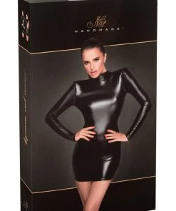 Noir Handmade Rhinestone Sleeve Dress Ladies Fetish Clothing