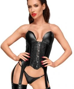 Ladies Fetish Clothing Noir Handmade Corsage With Suspender Straps