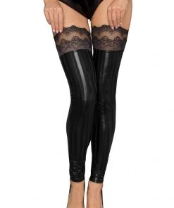 Noir Handmade Lace Wetlook Stockings Wetlook Clothing
