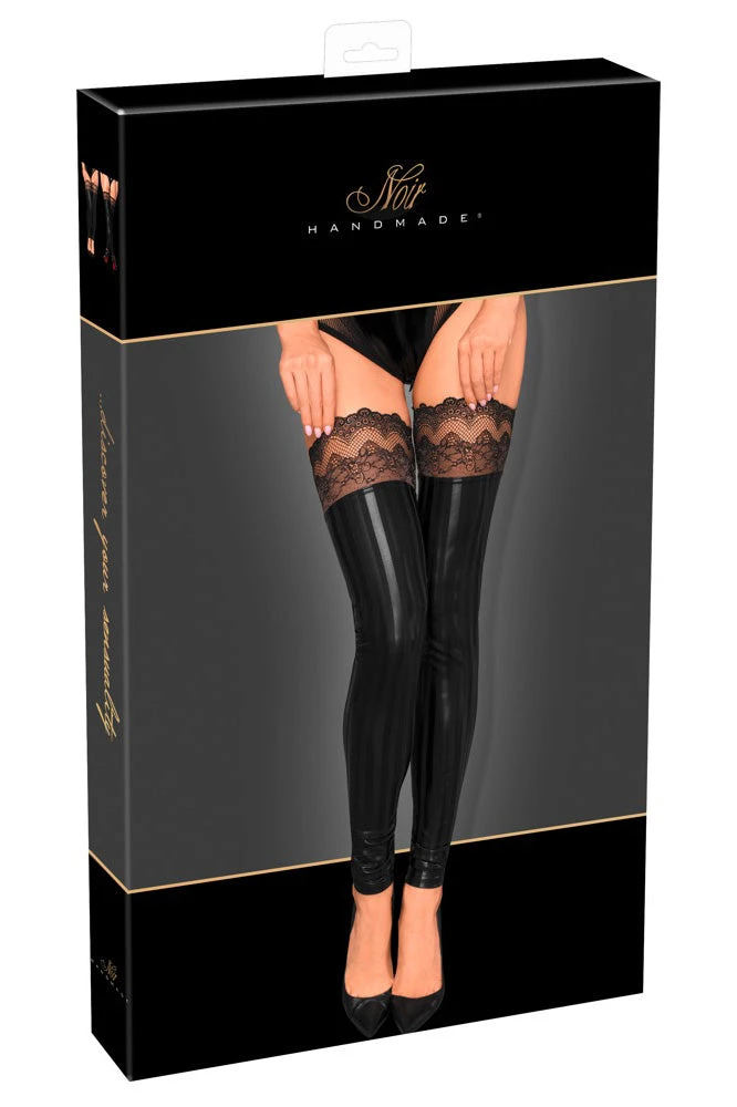 Noir Handmade Lace Wetlook Stockings Wetlook Clothing 6 Noir Handmade Lace Wetlook Stockings Wetlook Clothing