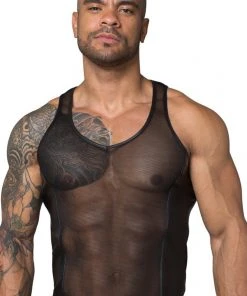 Mens Fetish Clothing Noir Handmade Mens Tank Top