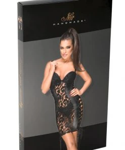 Noir Handmade Wetlook And Lace Dress Ladies Gothic Clothing