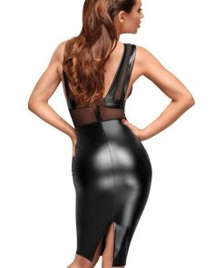 Ladies Fetish Clothing Noir Handmade Wetlook Dress