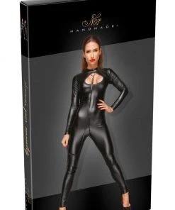 Ladies Fetish Clothing Noir Handmade Jumpsuit With Leash