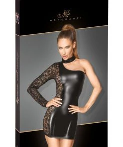 Ladies Fetish Clothing Noir Handmade Wetlook And Lace Dress
