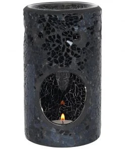 Something Different Black Crackle Pillar Oil Burner