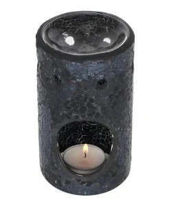Something Different Black Crackle Pillar Oil Burner
